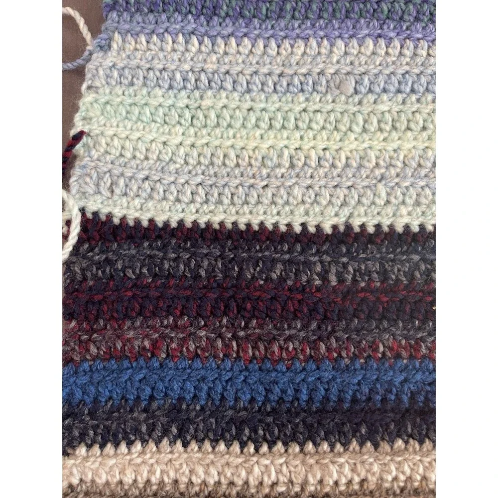 Handmade Knitted Striped Multicolor Bed Throw Blanket- Rectangular